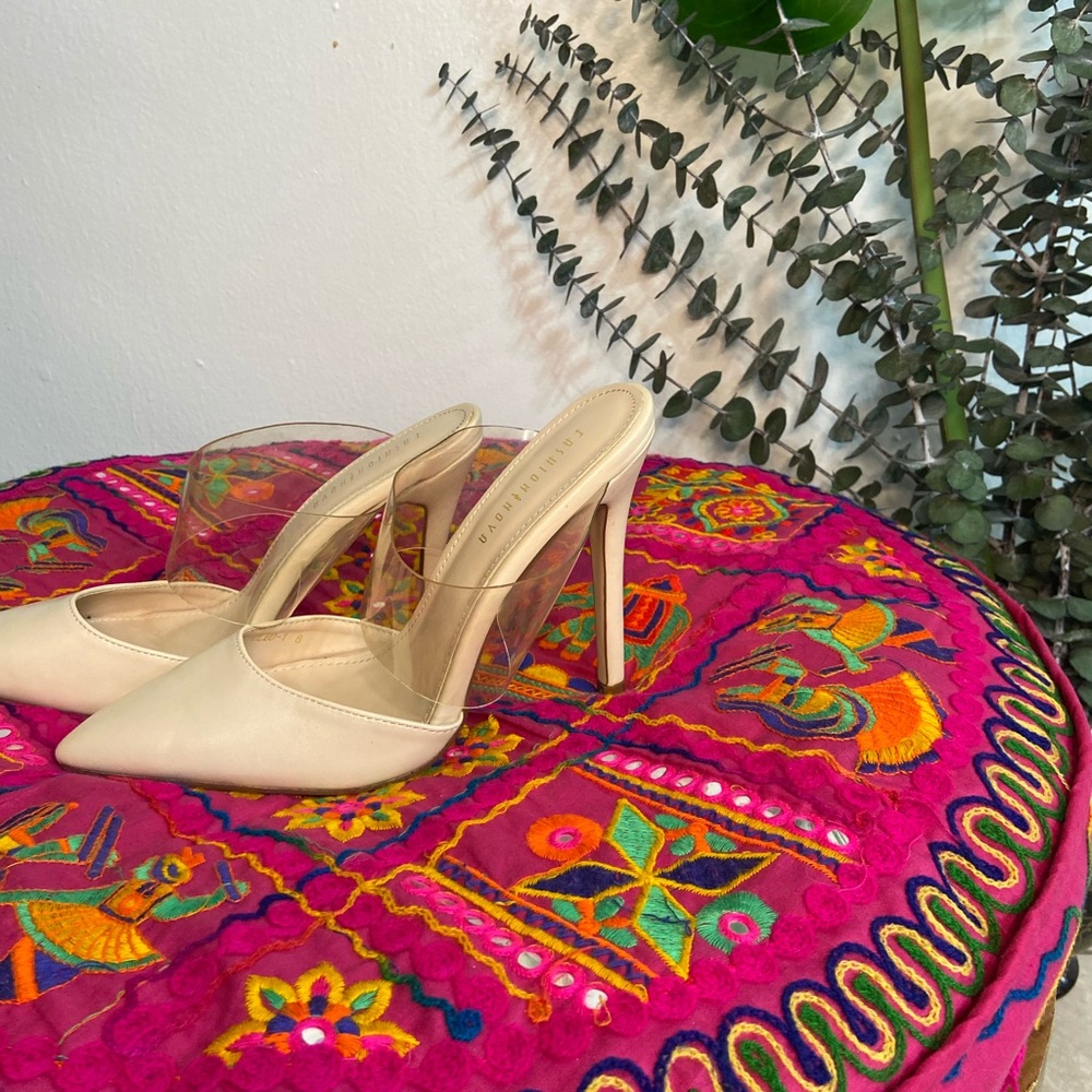 Fashion Nova Clear/Nude Pointed Heels